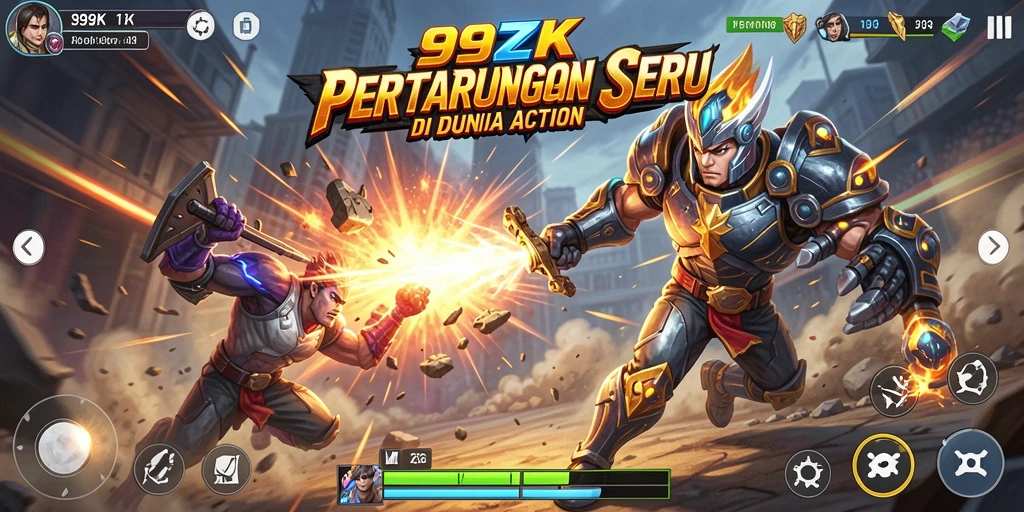 Screenshot gameplay 99ZK menampilkan pertempuran yang intens dan seru.