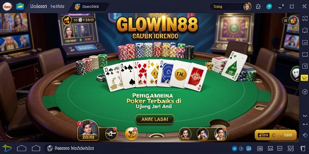Screenshot utama GLOWIN88 menampilkan gameplay Poker yang seru.