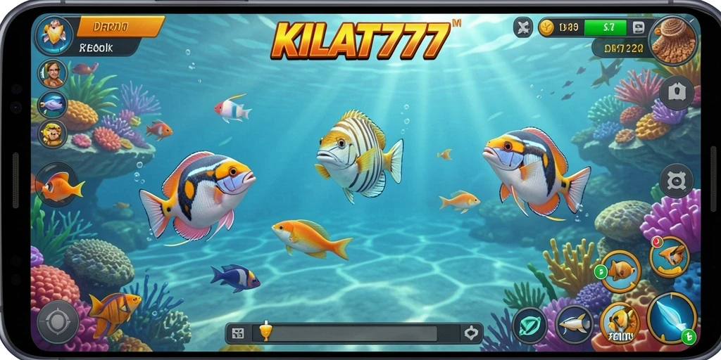 Tampilan gameplay KILAT777 dengan aksi menembak ikan yang seru.