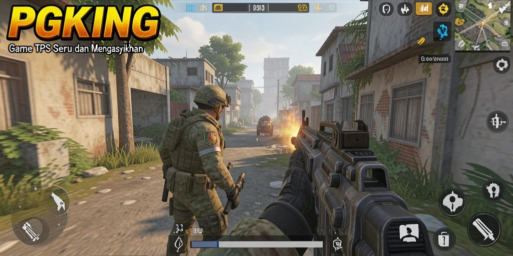 Tangkapan layar gameplay PGKING yang menampilkan aksi seru dalam pertarungan TPS.