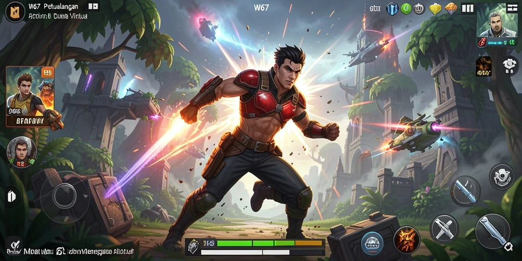 Screenshot gameplay W67 menampilkan petualangan Action yang mendebarkan.